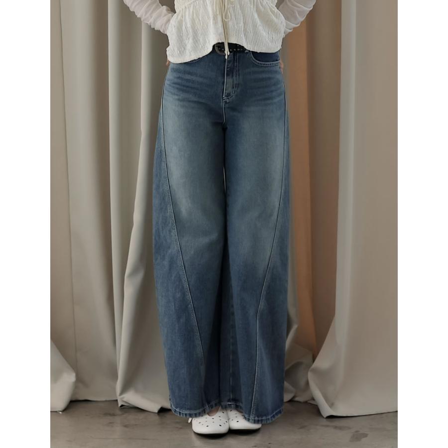 デニム レディース パンツ ワイド 低身長 高身長 ポケット付き バレルレッグ カーブ 体型カバー 秋冬 | Re:EDIT | 04