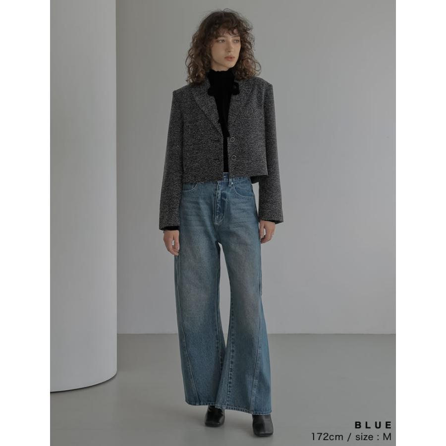 デニム レディース パンツ ワイド 低身長 高身長 ポケット付き バレルレッグ カーブ 体型カバー 秋冬 | Re:EDIT | 07