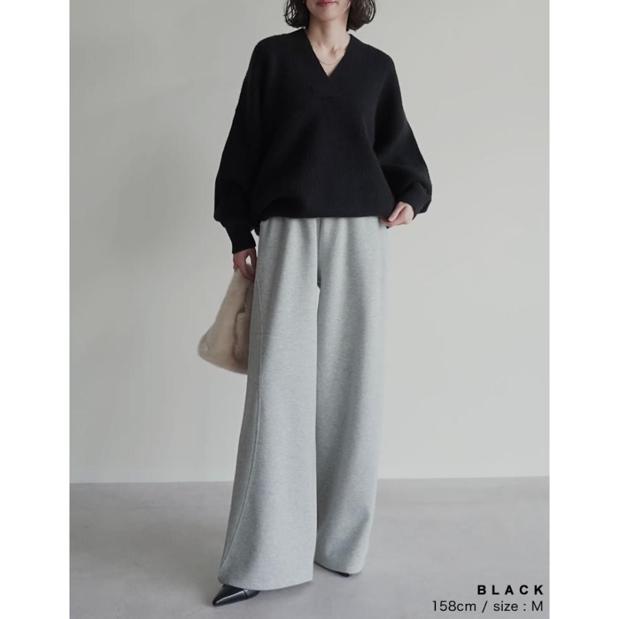 ニット トップス レディース 4色 M/L セーター Vネック プルオーバー カラーニット あったか 防寒 静電気防止 秋冬 | Re:EDIT | 21