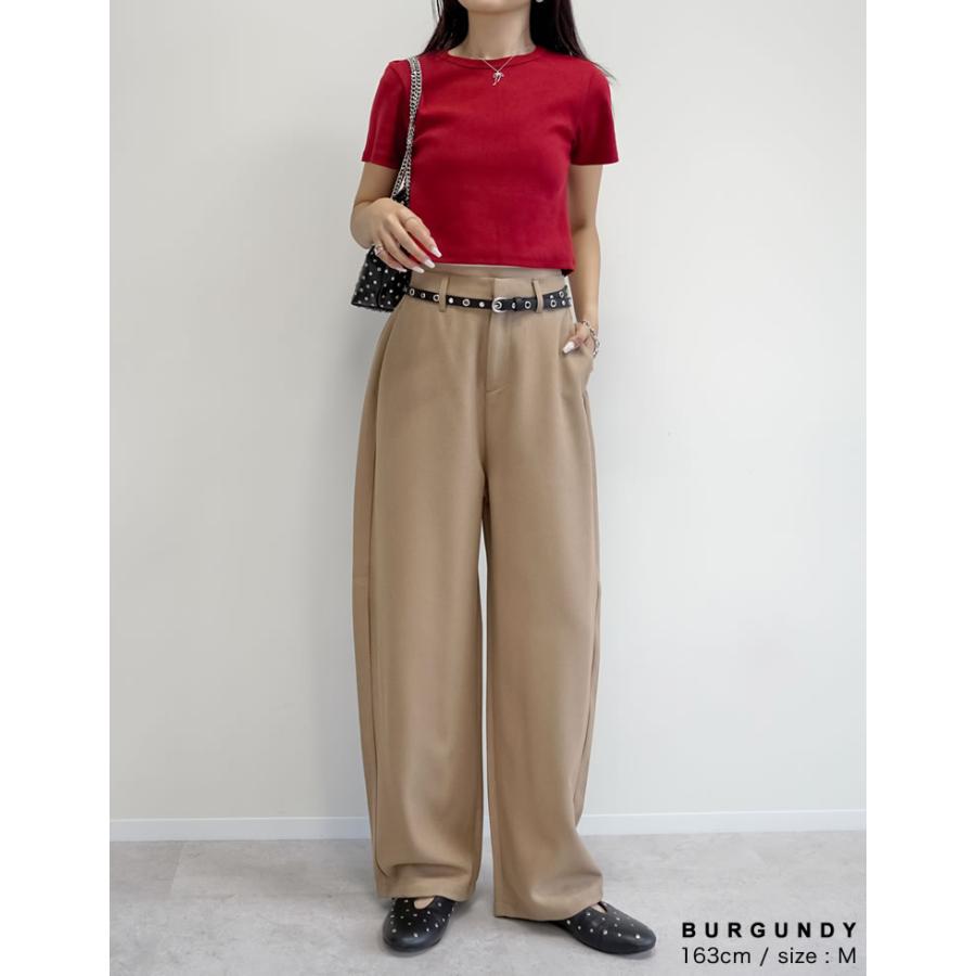半袖 Tシャツ レディース トップス クロップド丈 カットソー ストレッチ コンパクト オフィスカジュアル 伸縮性 シンプル 新色追加 春夏[mb] | Re:EDIT | 20