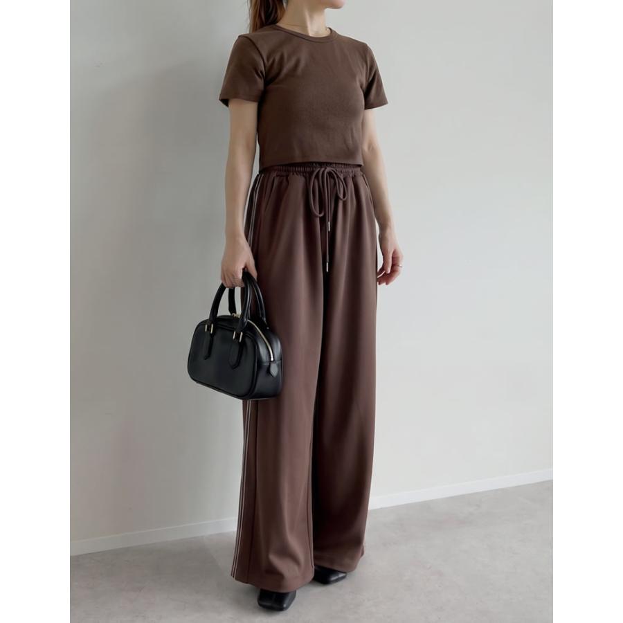 半袖 Tシャツ レディース トップス クロップド丈 カットソー ストレッチ コンパクト オフィスカジュアル 伸縮性 シンプル 新色追加 春夏[mb] | Re:EDIT | 21