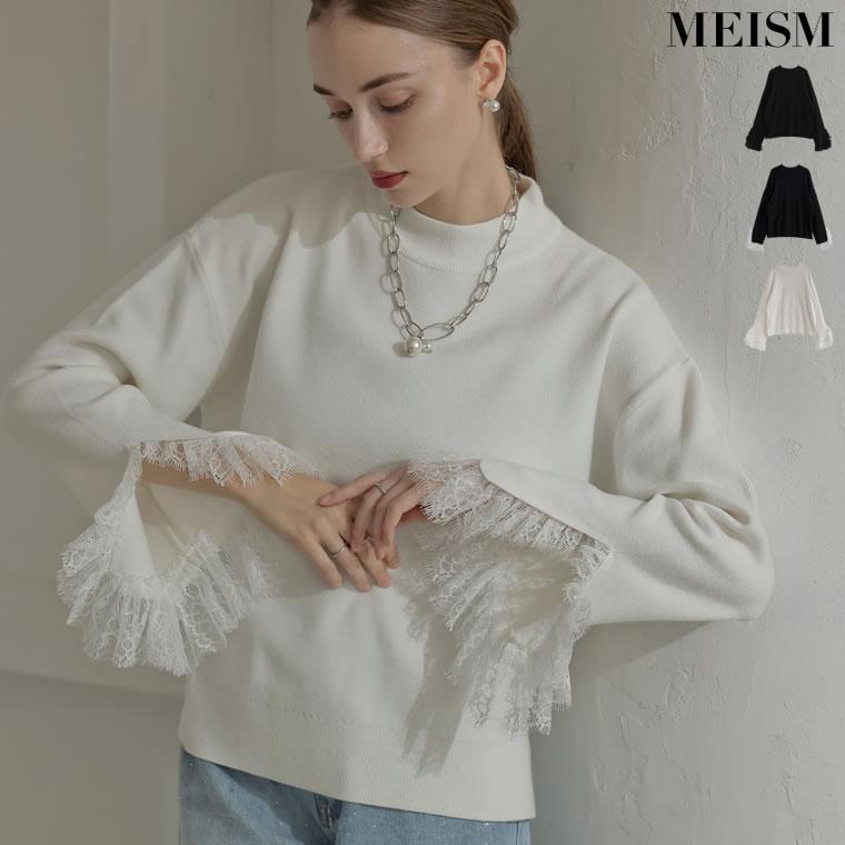 MARTE レーススリーブチョーカーヘムトップス MEISM（ミズム） トップス ニット 長袖 レディース 3色 M/L レース