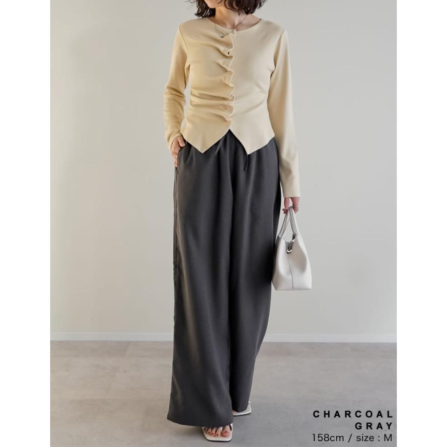 パンツ ワイド レディース 3色 低身長 高身長 ルーズ ヘリンボーン セットアップ対応 アンチピリング 微起毛 秋冬 | Re:EDIT | 13