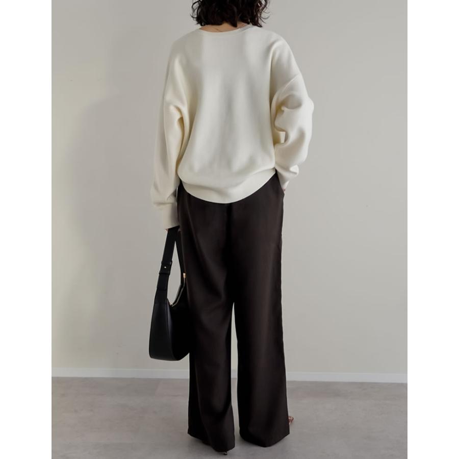 パンツ ワイド レディース 3色 低身長 高身長 ルーズ ヘリンボーン セットアップ対応 アンチピリング 微起毛 秋冬 | Re:EDIT | 19