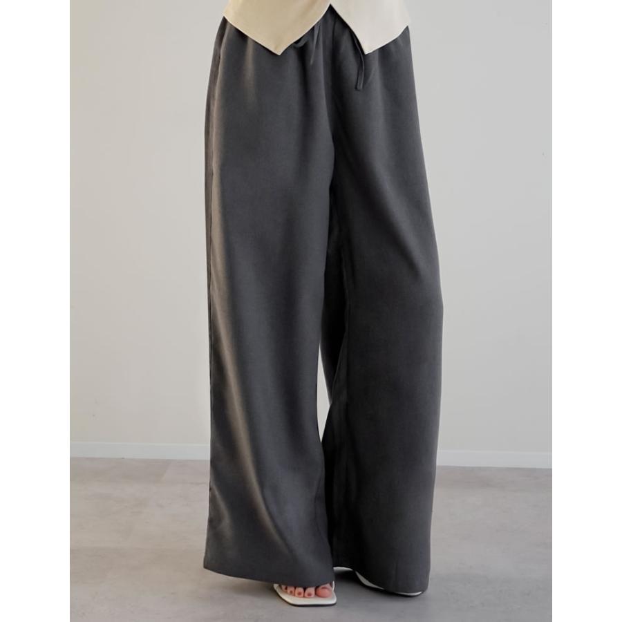 パンツ ワイド レディース 3色 低身長 高身長 ルーズ ヘリンボーン セットアップ対応 アンチピリング 微起毛 秋冬 | Re:EDIT | 06