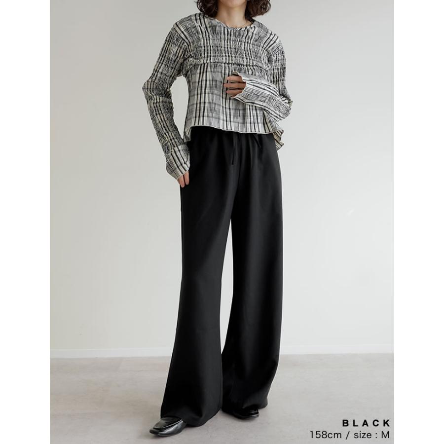 パンツ ワイド レディース 3色 低身長 高身長 ルーズ ヘリンボーン セットアップ対応 アンチピリング 微起毛 秋冬 | Re:EDIT | 10