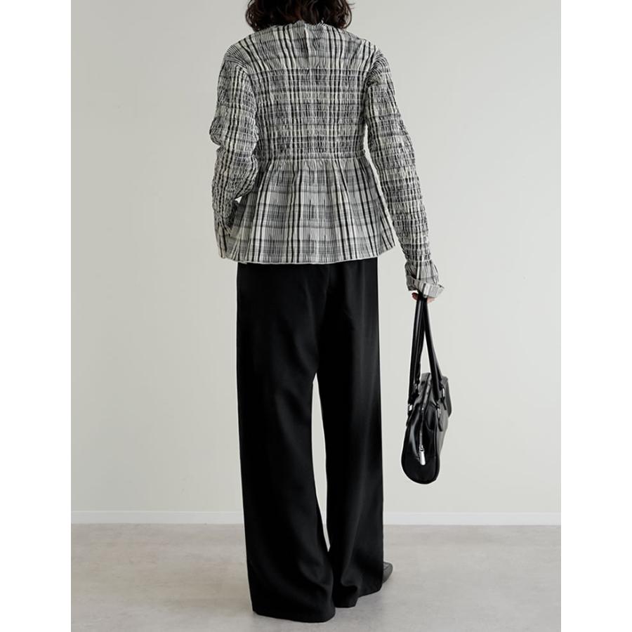 パンツ ワイド レディース 3色 低身長 高身長 ルーズ ヘリンボーン セットアップ対応 アンチピリング 微起毛 秋冬 | Re:EDIT | 11