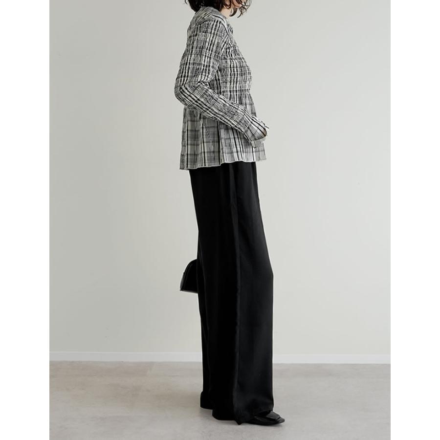 パンツ ワイド レディース 3色 低身長 高身長 ルーズ ヘリンボーン セットアップ対応 アンチピリング 微起毛 秋冬 | Re:EDIT | 12