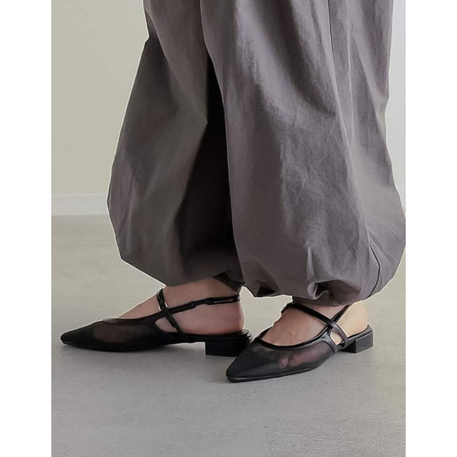 サンダル パンプス ローヒール レディース 2色 S〜LL ストラップ シアー フラット メッシュ ミュール ポインテッドトゥ  春夏 | Re:EDIT | 12