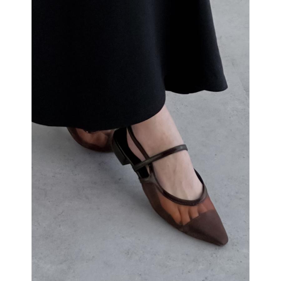 サンダル パンプス ローヒール レディース 2色 S〜LL ストラップ シアー フラット メッシュ ミュール ポインテッドトゥ  春夏 | Re:EDIT | 18