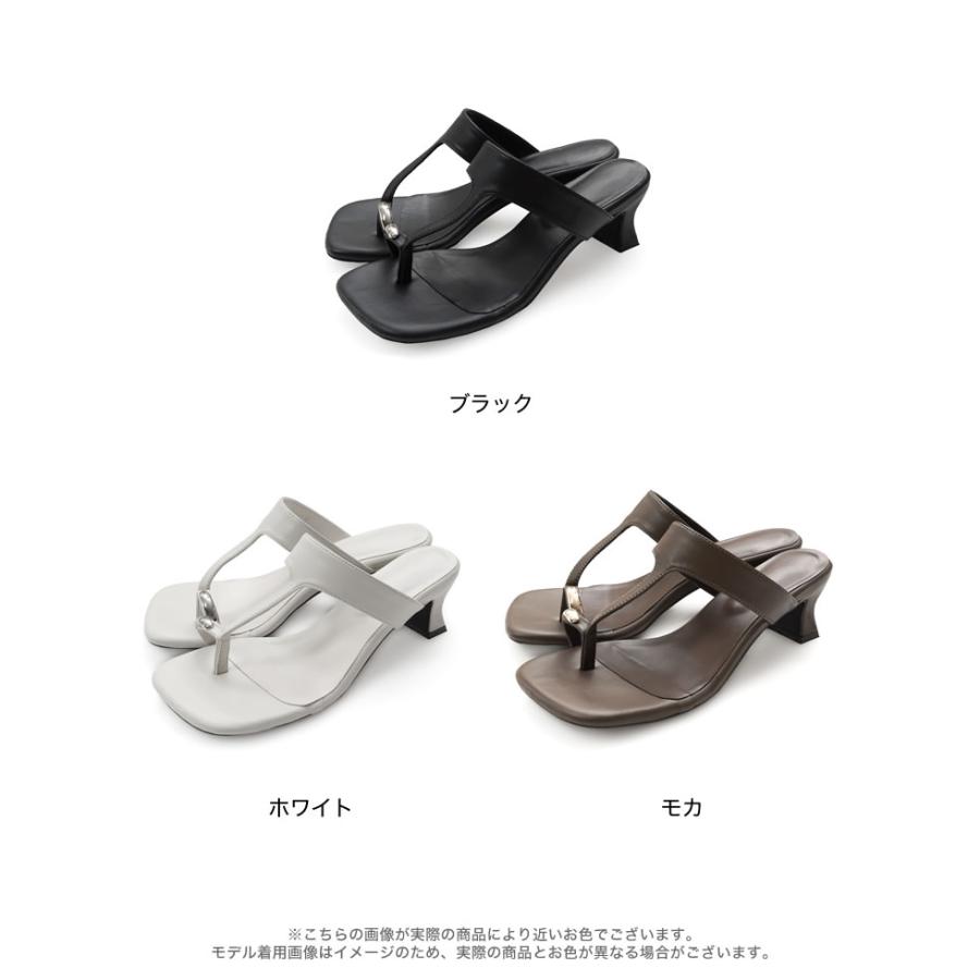 サンダル ヒールサンダル レディース 3色 S〜LL スクエアトゥ メタルモチーフ スタイルアップ ブロックヒール 春夏 | Re:EDIT | 18