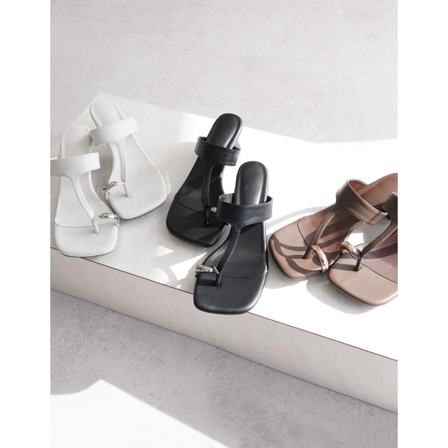 サンダル ヒールサンダル レディース 3色 S〜LL スクエアトゥ メタルモチーフ スタイルアップ ブロックヒール 春夏 | Re:EDIT | 04