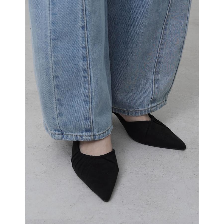 ミュール パンプス ヒール6cm レディース S/M/L/LL ブラック シューズ 靴 ン 起毛 オケージョン セレモニー フォーマル 秋冬 | Re:EDIT | 04