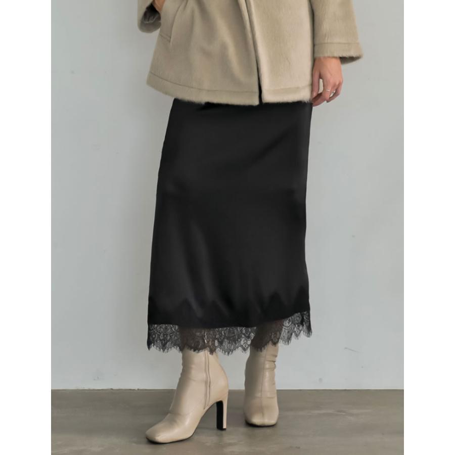 Re:EDIT（リエディ） スカート ロング レディース 2色 低身長 サテン