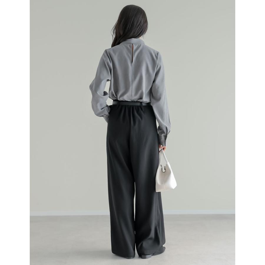 卒業式 母 服装 セレモニー トップス ブラウス 長袖 レディース 4色 M/L タイ付き リボン シャツ ハイネック ピーチスキン カラーシャツ 春カラー 春夏 | Re:EDIT | 15