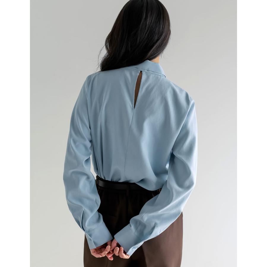 卒業式 母 服装 セレモニー トップス ブラウス 長袖 レディース 4色 M/L タイ付き リボン シャツ ハイネック ピーチスキン カラーシャツ 春カラー 春夏 | Re:EDIT | 18