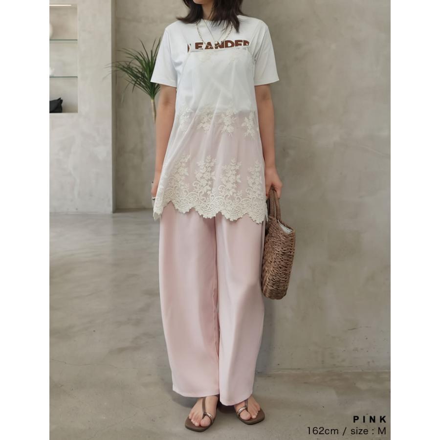 パンツ レディース カーブパンツ 低身長 高身長 ワイドパンツ スラックス バレルレッグ ポケットあり ウエストバッグゴム 体型カバー 春夏 | Re:EDIT | 17