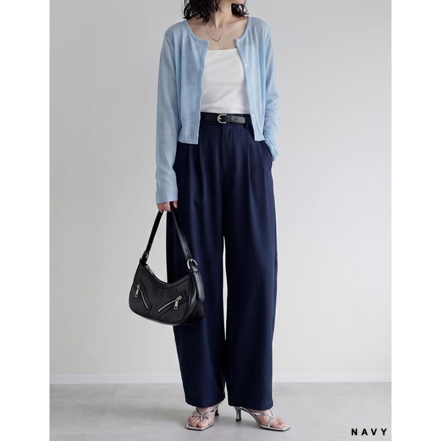パンツ レディース カーブパンツ 低身長 高身長 ワイドパンツ スラックス バレルレッグ ポケットあり ウエストバッグゴム 体型カバー 春夏 | Re:EDIT | 20