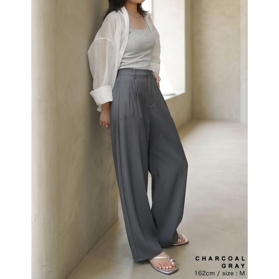 パンツ レディース カーブパンツ 低身長 高身長 ワイドパンツ スラックス バレルレッグ ポケットあり ウエストバッグゴム 体型カバー 春夏 | Re:EDIT | 22