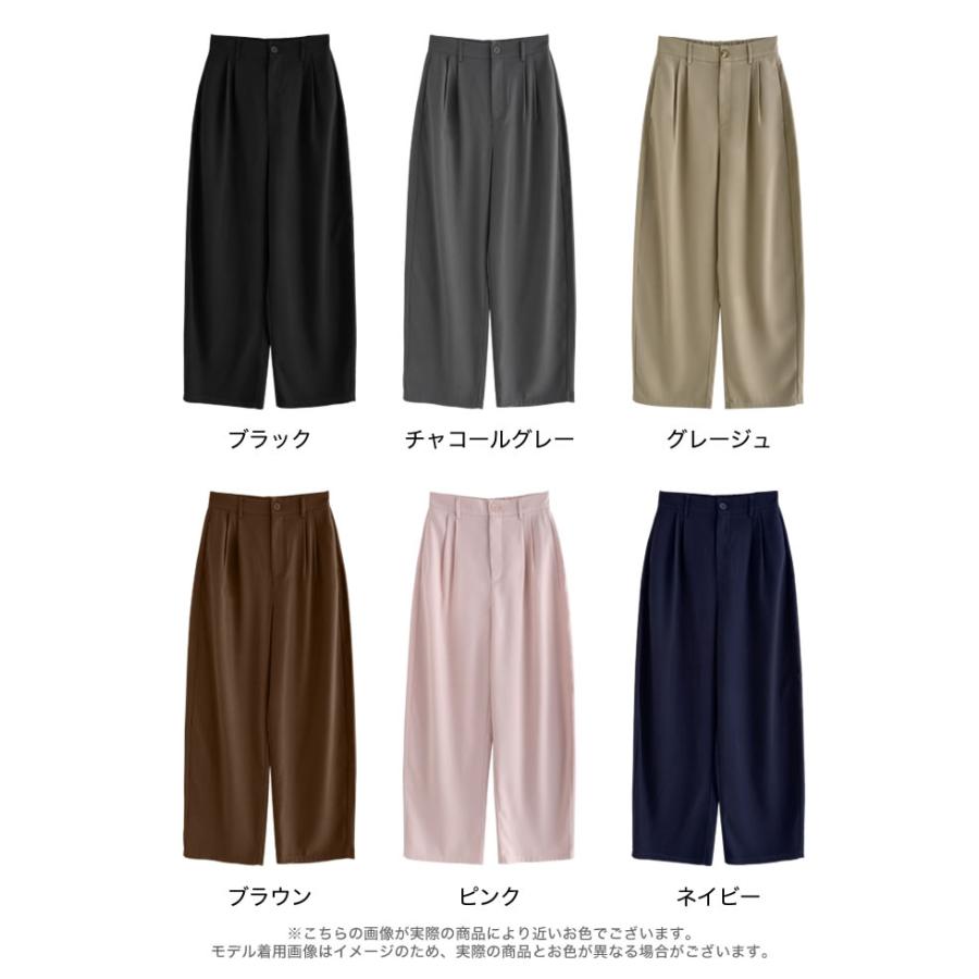 パンツ レディース カーブパンツ 低身長 高身長 ワイドパンツ スラックス バレルレッグ ポケットあり ウエストバッグゴム 体型カバー 春夏 | Re:EDIT | 23