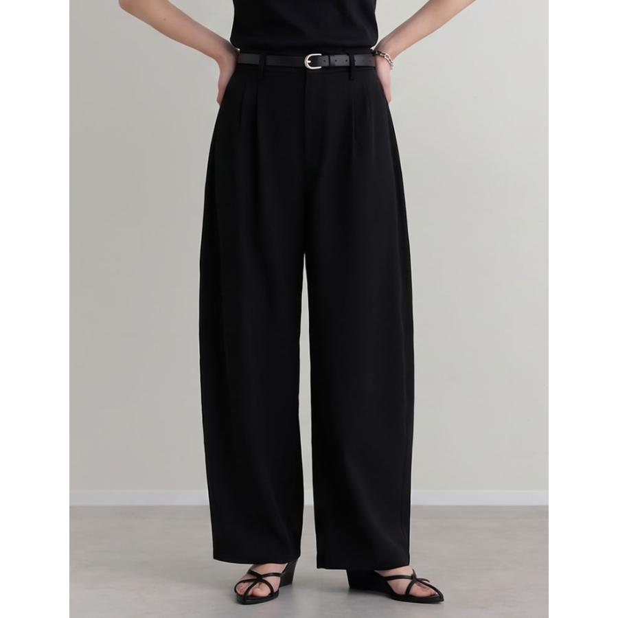 パンツ レディース カーブパンツ 低身長 高身長 ワイドパンツ スラックス バレルレッグ ポケットあり ウエストバッグゴム 体型カバー 春夏 | Re:EDIT | 09