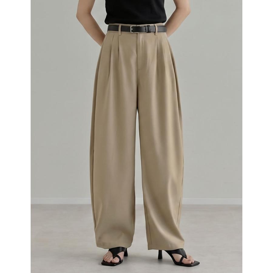 パンツ レディース カーブパンツ 低身長 高身長 ワイドパンツ スラックス バレルレッグ ポケットあり ウエストバッグゴム 体型カバー 春夏 | Re:EDIT | 11