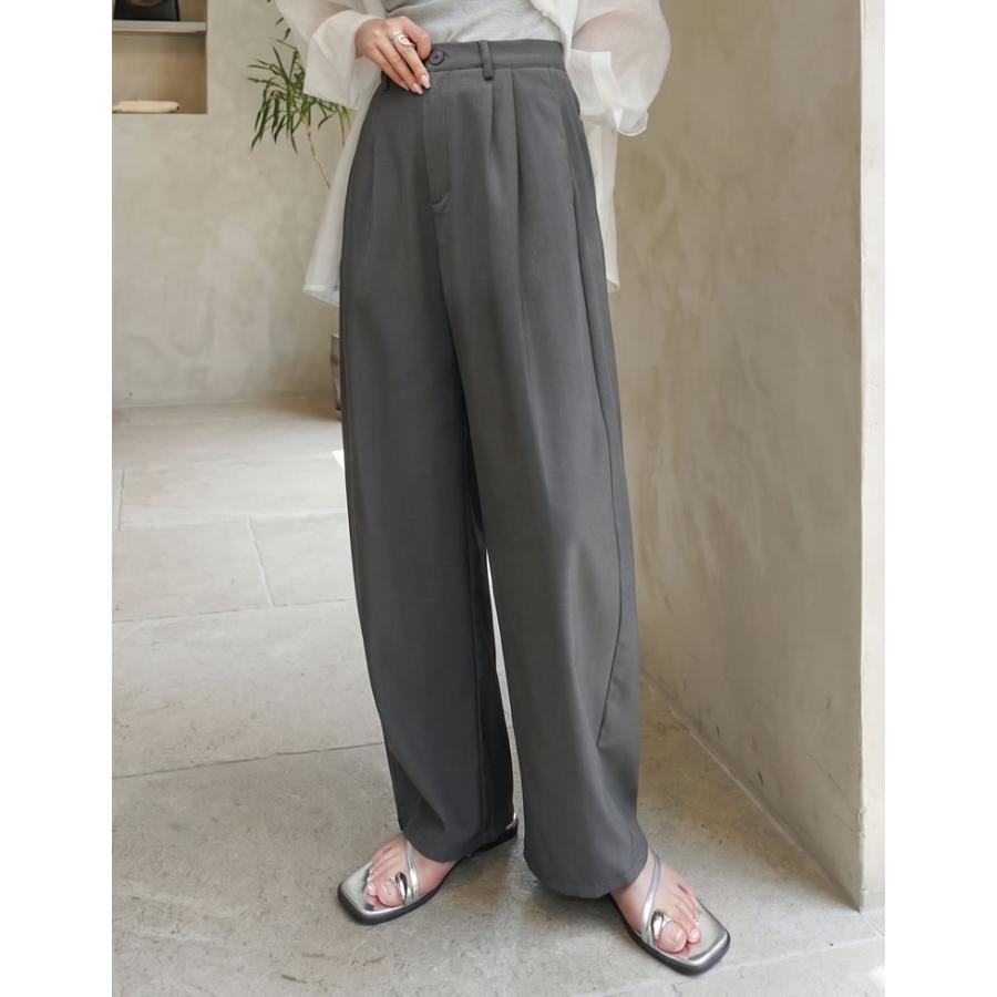 パンツ レディース カーブパンツ 低身長 高身長 ワイドパンツ スラックス バレルレッグ ポケットあり ウエストバッグゴム 体型カバー 春夏 | Re:EDIT | 12