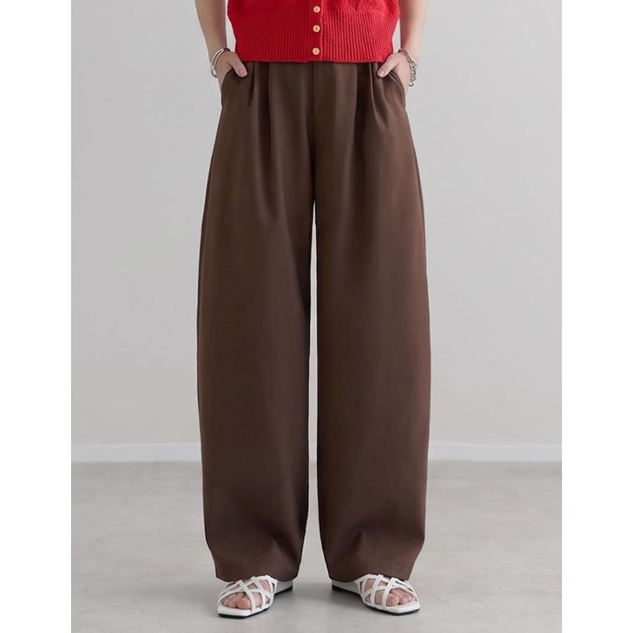 パンツ レディース カーブパンツ 低身長 高身長 ワイドパンツ スラックス バレルレッグ ポケットあり ウエストバッグゴム 体型カバー 春夏 | Re:EDIT | 13