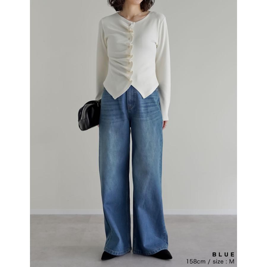 ワイドパンツ レディース パンツ デニム ワイド 低身長・高身長対応 バックル ジーンズ ジーパン ポケットあり 春夏 | Re:EDIT | 18