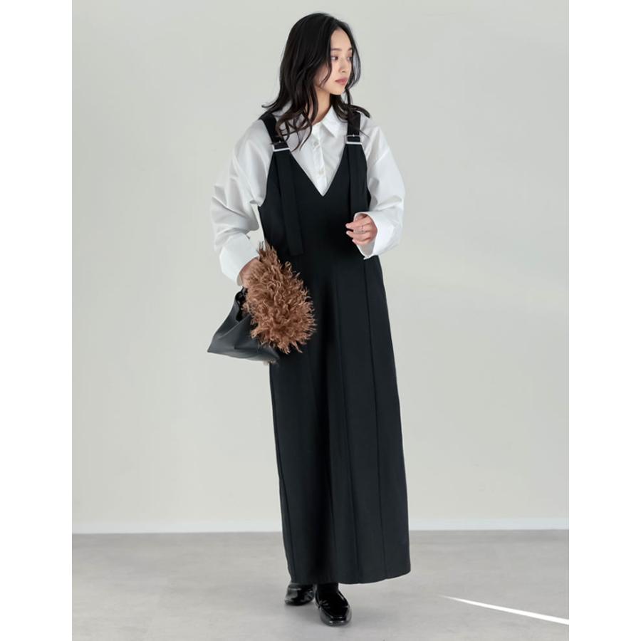 ジャンスカ ワンピース レディース 3色 低身長 高身長 ジャンパースカート 圧縮ウール 洗える 秋冬 | Re:EDIT | 13