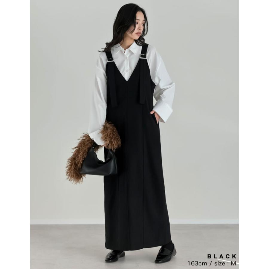 ジャンスカ ワンピース レディース 3色 低身長 高身長 ジャンパースカート 圧縮ウール 洗える 秋冬 | Re:EDIT | 10