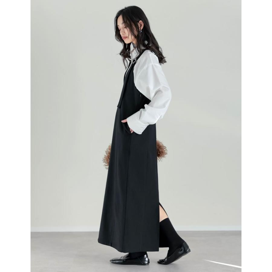 ジャンスカ ワンピース レディース 3色 低身長 高身長 ジャンパースカート 圧縮ウール 洗える 秋冬 | Re:EDIT | 11