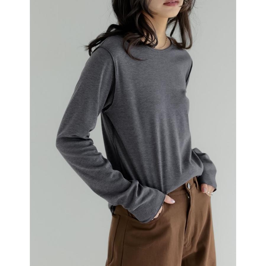 裏起毛 トップス レディース 6色 M/L/XL 長袖 防寒 インナー あったかインナー シャツ カットソー 前後2WAY 秋冬 | Re:EDIT | 09