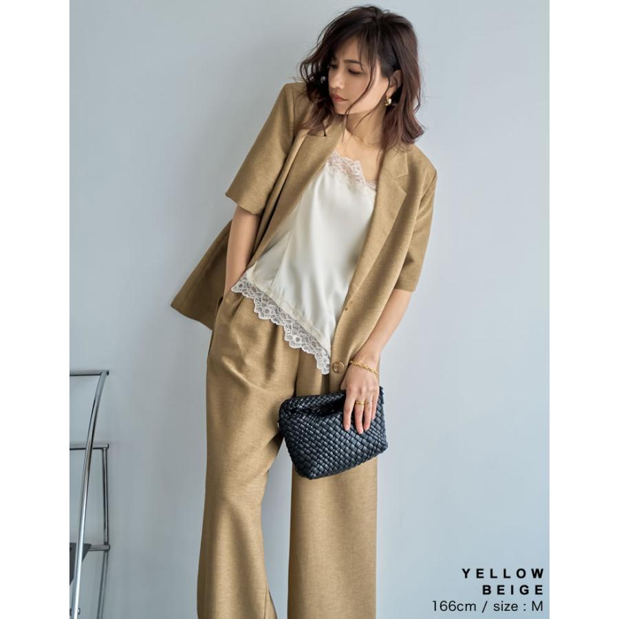 ワイドパンツ レディース 4色 低身長 高身長 パンツ ドロスト セットアップ対応 ウエストゴム ポケットあり ドライタッチ 洗濯機で洗える 春夏 | Re:EDIT | 06