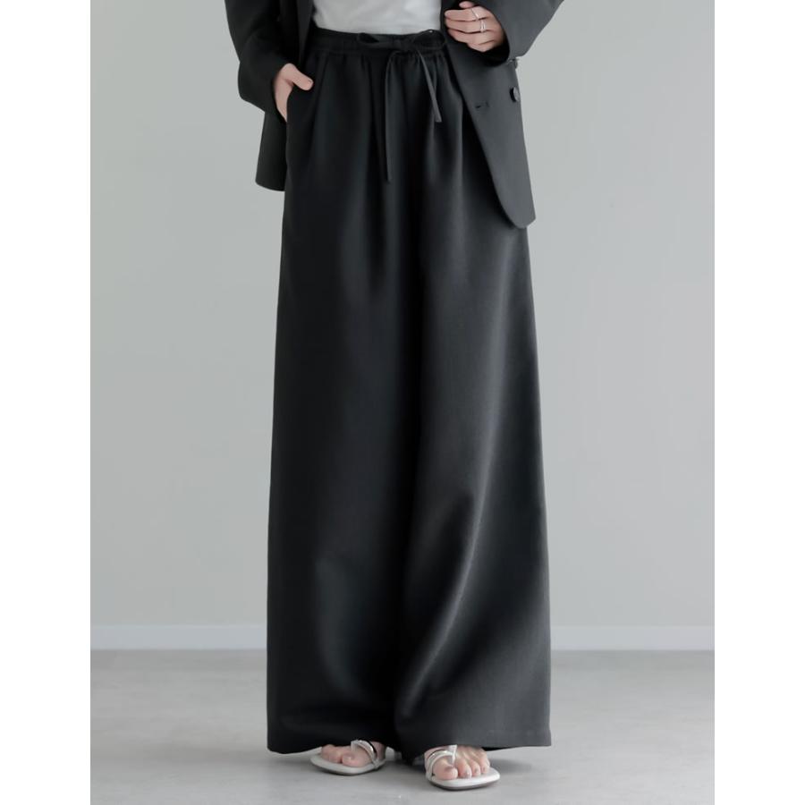 ワイドパンツ レディース 4色 低身長 高身長 パンツ ドロスト セットアップ対応 ウエストゴム ポケットあり ドライタッチ 洗濯機で洗える 春夏 | Re:EDIT | 08