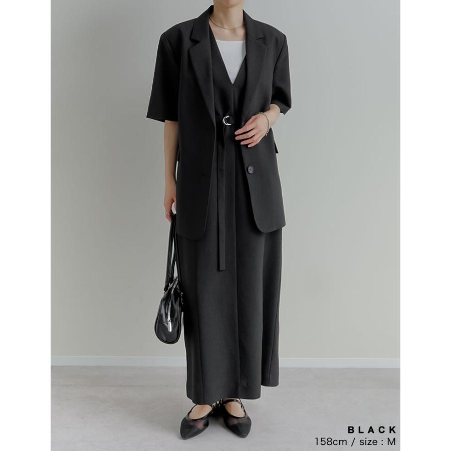 ジャケット レディース アウター 4色 M/L 半袖 シングル 防シワ 手洗い可 UVカット セットアップ対応 リネンライク 麻調 ポケットあり 春夏 | Re:EDIT | 17
