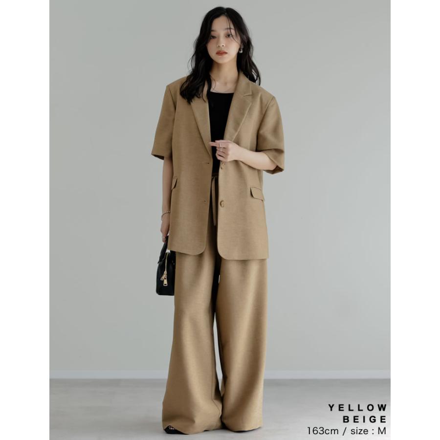 ジャケット レディース アウター 4色 M/L 半袖 シングル 防シワ 手洗い可 UVカット セットアップ対応 リネンライク 麻調 ポケットあり 春夏 | Re:EDIT | 18