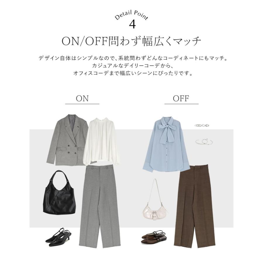 パンツ スラックス レディース 4色 低身長 高身長 麻調 ドライタッチ 防シワ 洗濯機で洗える UVカット ウエストバックゴム ポケットあり 春夏 | Re:EDIT | 15