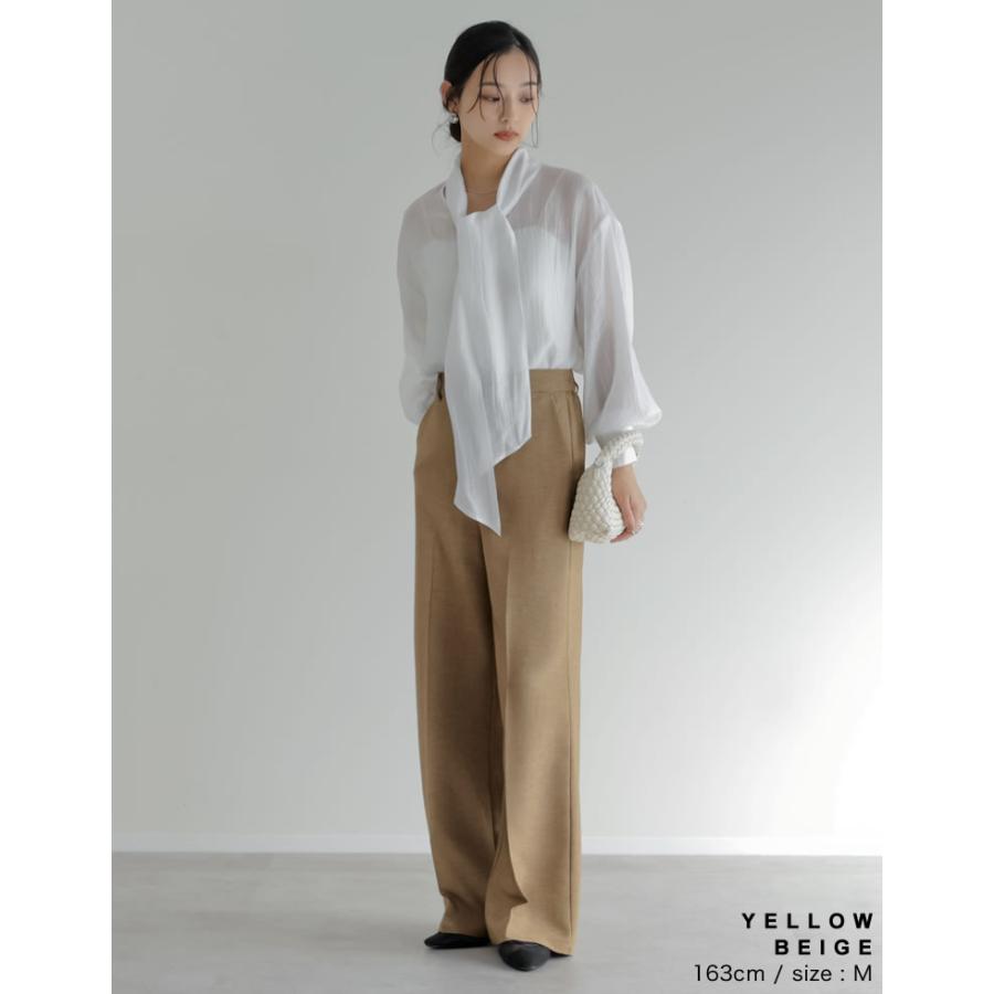 パンツ スラックス レディース 4色 低身長 高身長 麻調 ドライタッチ 防シワ 洗濯機で洗える UVカット ウエストバックゴム ポケットあり 春夏 | Re:EDIT | 19
