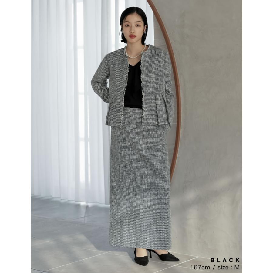 RE:EDIT(リエディ) ツイード調セットアップ 新品未使用 Lサイズ Re:EDIT（リエディ） スカート ロング丈 レディース 2色 低身長