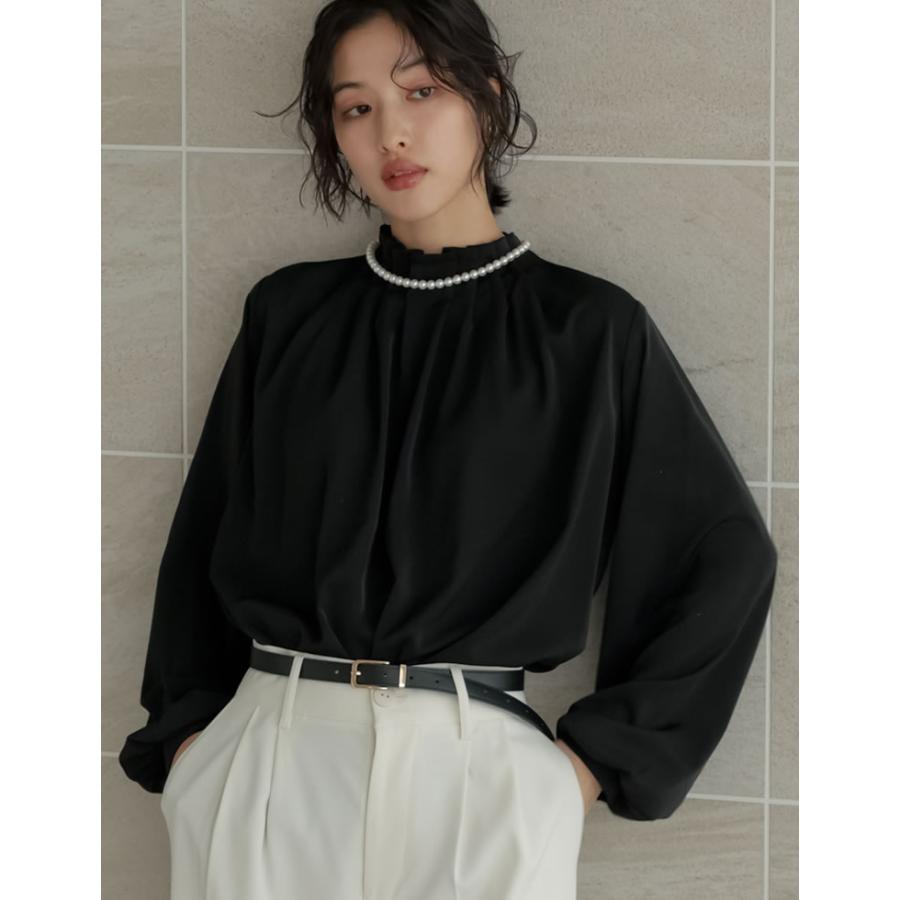 シャツ ブラウス トップス レディース 2色 M/L タックブラウス シアーブラウス ファスナー付き オケージョン セレモニー 春夏 [mb] | Re:EDIT | 18