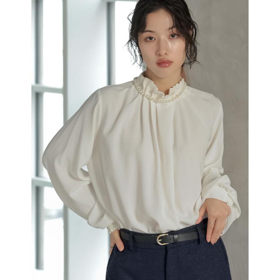 シャツ ブラウス トップス レディース 2色 M/L タックブラウス シアーブラウス ファスナー付き オケージョン セレモニー 春夏 [mb] | Re:EDIT | 03