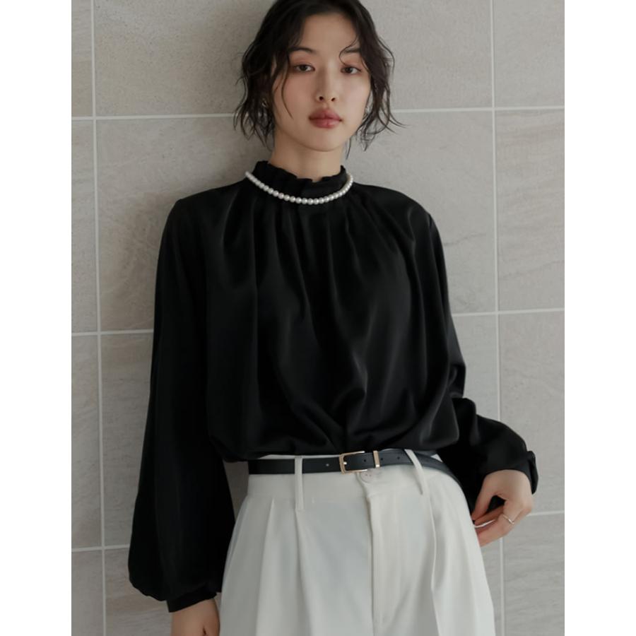 シャツ ブラウス トップス レディース 2色 M/L タックブラウス シアーブラウス ファスナー付き オケージョン セレモニー 春夏 [mb] | Re:EDIT | 04