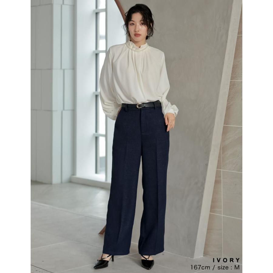 シャツ ブラウス トップス レディース 2色 M/L タックブラウス シアーブラウス ファスナー付き オケージョン セレモニー 春夏 [mb] | Re:EDIT | 06