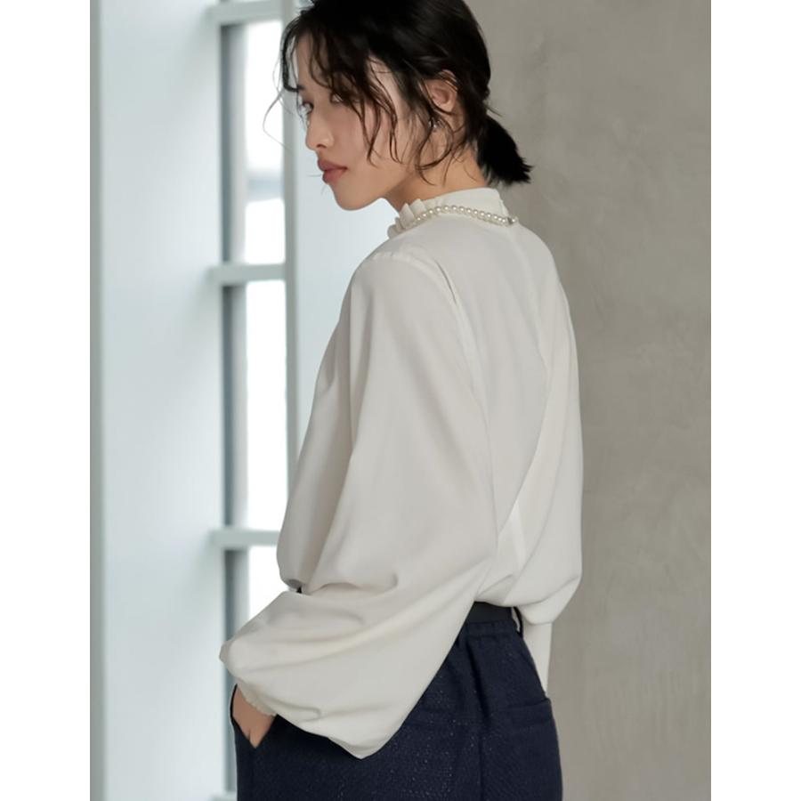 シャツ ブラウス トップス レディース 2色 M/L タックブラウス シアーブラウス ファスナー付き オケージョン セレモニー 春夏 [mb] | Re:EDIT | 07