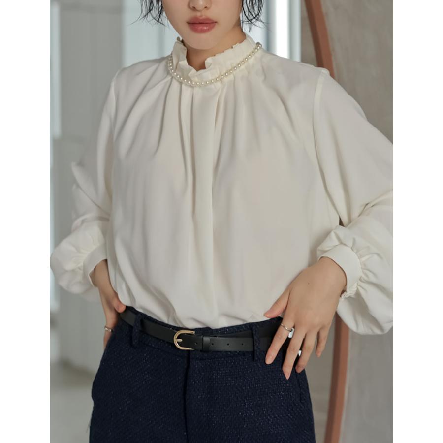 シャツ ブラウス トップス レディース 2色 M/L タックブラウス シアーブラウス ファスナー付き オケージョン セレモニー 春夏 [mb] | Re:EDIT | 09