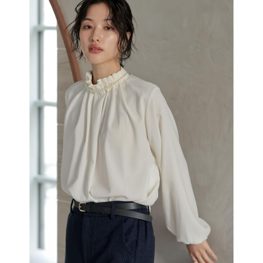 シャツ ブラウス トップス レディース 2色 M/L タックブラウス シアーブラウス ファスナー付き オケージョン セレモニー 春夏 [mb] | Re:EDIT | 10