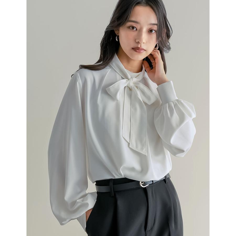 卒業式 母 服装 セレモニー シャツ ブラウス トップス レディース 3色 M/L ボウタイブラウス 取り外し可能 オケージョン 春夏 [mb] | Re:EDIT | 04