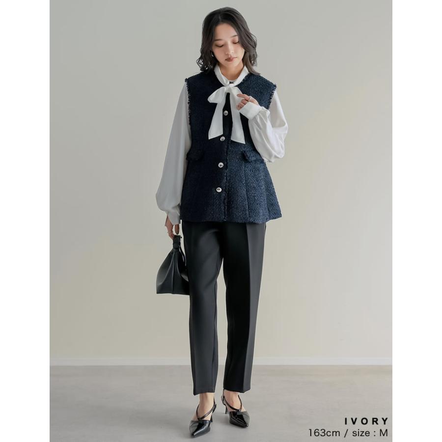 卒業式 母 服装 セレモニー シャツ ブラウス トップス レディース 3色 M/L ボウタイブラウス 取り外し可能 オケージョン 春夏 [mb] | Re:EDIT | 11