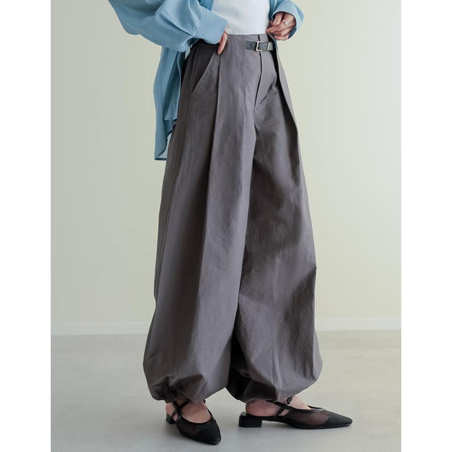 パンツ レディース カーブパンツ バレルパンツ 低身長 高身長 バルーンパンツ 体型カバー ポケットあり ウエストバッグゴム 2026春夏 | Re:EDIT | 06